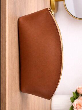 Portland Leather Goods Large Eclipse Makeup Bag - Honey Full-Grain Leather - NWO